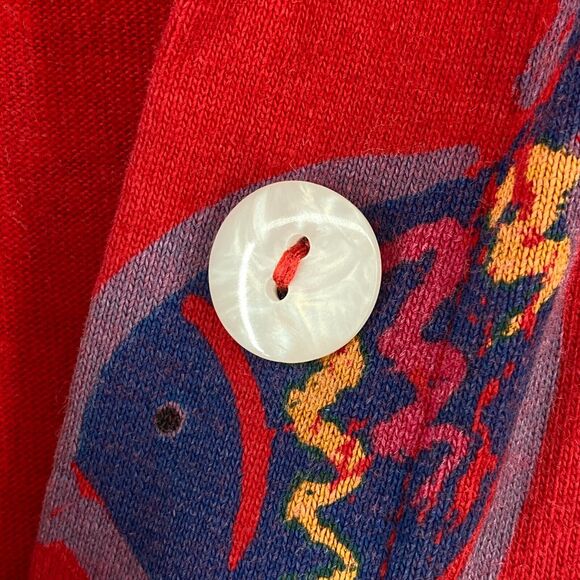 ZIP CODE Dress M Fish Shell Print Popover Maxi Sleeveless Jersey Cotton Red - Picture 6 of 15